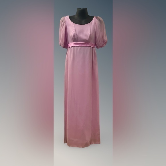 VINTAGE 1964💓SPOKANE LILAC PARADE PRINCESS COURT DRESS HANDSEWN SATIN AND CREPE - Picture 1 of 14